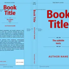 Première page d'un livre avec le titre "Book Title" en gros caractères rouges, un sous-titre et le nom de l'auteur.