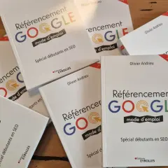 Collection d'un livre exemple : "Référencement Google" par Olivier Andrieu, 7ème édition, spécial débutants en SEO.