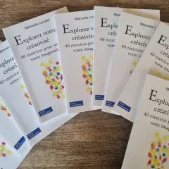 Plusieurs exemplaires du livre "Explorez votre créativité : 40 exercices pour stimuler votre imagination". Un exercice d'écriture gratuit pour tous.