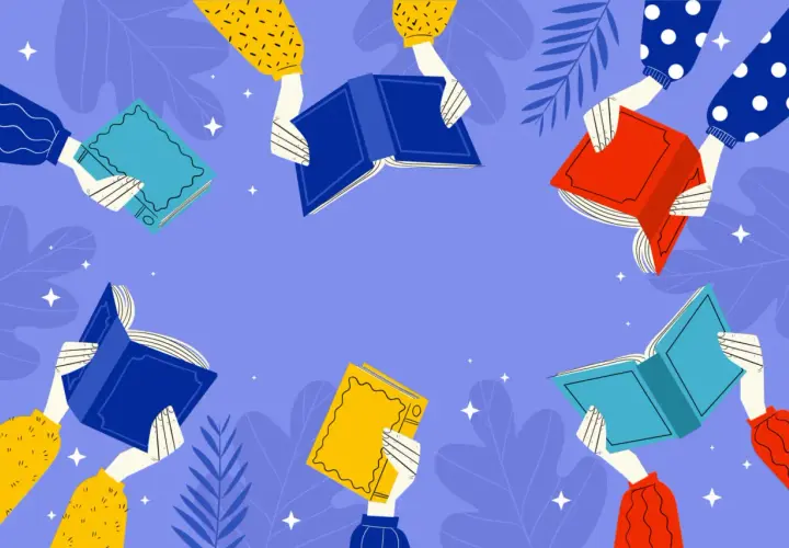 Des mains tiennent des livres colorés, symbolisant la lecture et le partage. Les impliqués éditeur avis sur ces ouvrages.