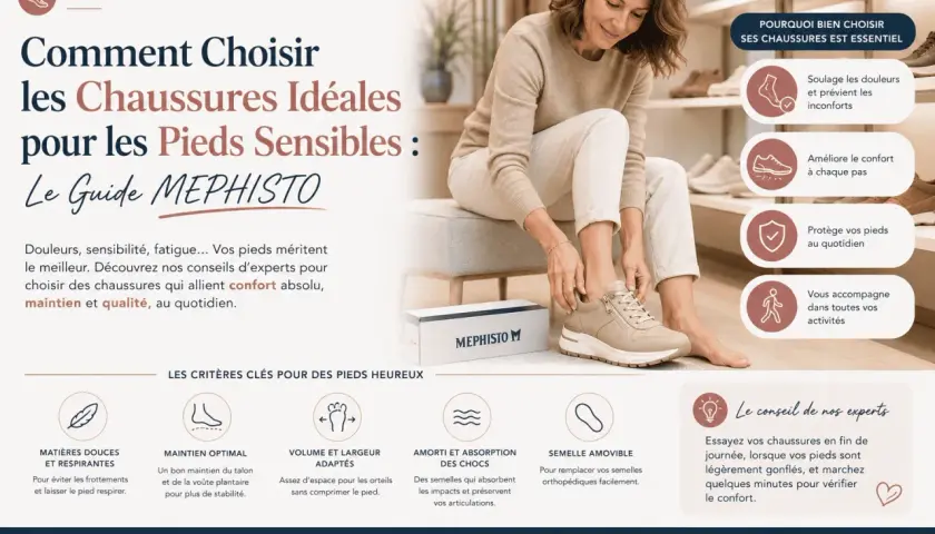 Guide Mephisto : choisir des chaussures idéales pour pieds sensibles. Confort, maintien, qualité. © Mephisto.