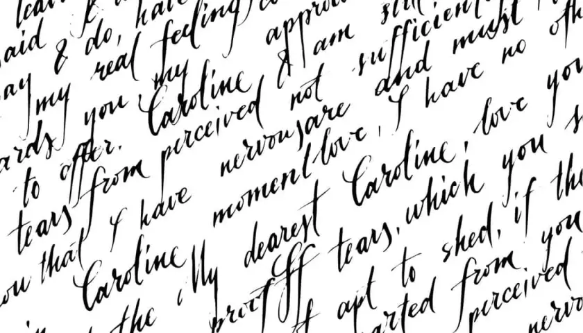 Texte manuscrit en français, évoquant comment écrire les titres d'œuvres avec une écriture élégante.