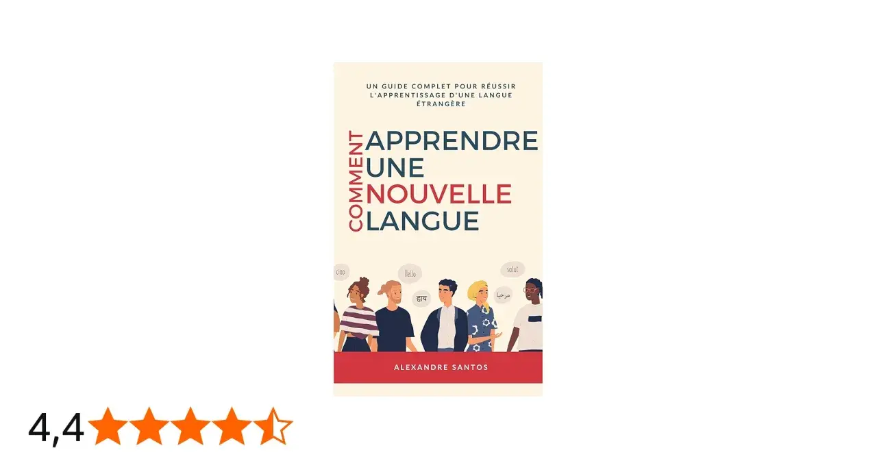Couverture du premier livre de poche "Comment apprendre une nouvelle langue", avec des personnages divers et des salutations en plusieurs langues.