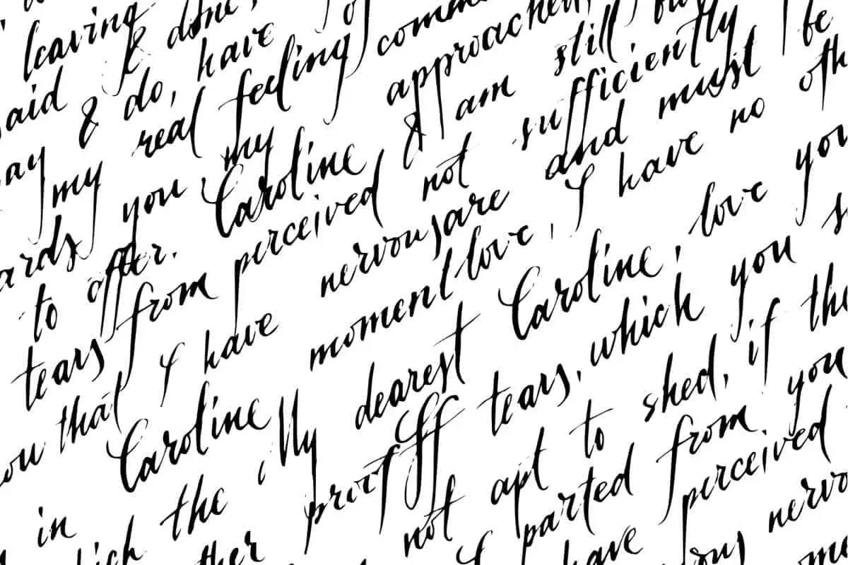 Texte manuscrit en français, évoquant comment écrire les titres d'œuvres avec une écriture élégante.