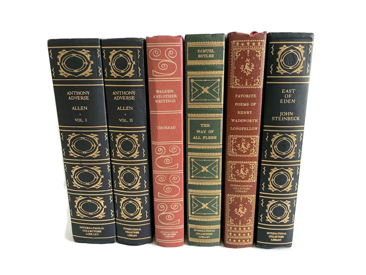 Six livres reli&eacute;s, dont des classiques de la litt&eacute;rature mondiale comme 